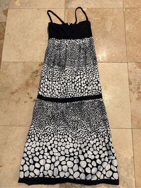Black & White Polka Dot Maxi Dress with Adjustable Straps
